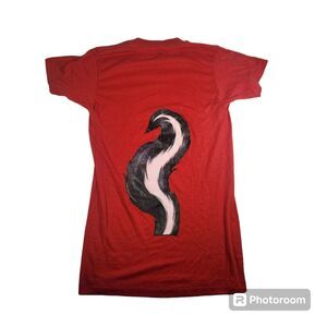 Vintage Devknit 70s 80s usa single stitch t-shirt Small Red Skunk Tail On Back